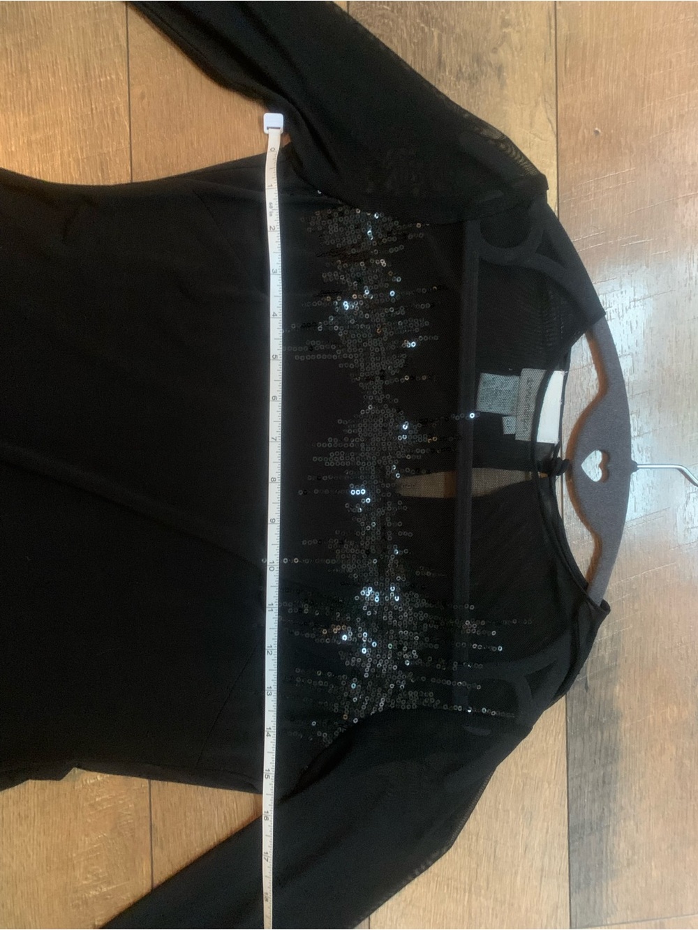 Donna Morgan Black Sequin Dress 4P Illusion Sheer Mesh Long Sleeve Cocktail Y2K - Picture 7 of 10